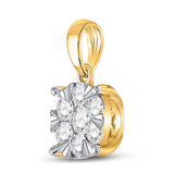 14kt Yellow Gold Womens Round Diamond Flower Cluster Pendant 1/2 Cttw