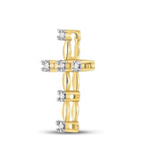 10kt Yellow Gold Womens Round Diamond Cross Pendant 1/20 Cttw
