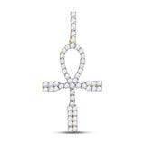 10kt Yellow Gold Mens Round Diamond Ankh Cross Charm Pendant 1 Cttw