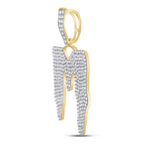 10kt Yellow Gold Mens Round Diamond M Drip Letter Charm Pendant 3-1/4 Cttw