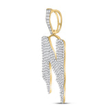 10kt Yellow Gold Mens Round Diamond N Drip Letter Charm Pendant 2-5/8 Cttw