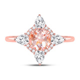 14kt Rose Gold Womens Round Morganite Halo Bridal Wedding Engagement Ring 1-3/4 Cttw