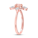 14kt Rose Gold Womens Round Morganite Halo Bridal Wedding Engagement Ring 1-3/4 Cttw