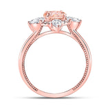 14kt Rose Gold Womens Round Morganite Halo Bridal Wedding Engagement Ring 1-3/4 Cttw