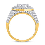 10kt Yellow Gold Mens Round Diamond Statement Cluster Ring 2-1/2 Cttw