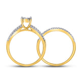 10kt Yellow Gold Round Diamond Bridal Wedding Ring Band Set 1/2 Cttw