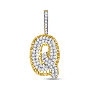 10kt Yellow Gold Mens Round Diamond Q Letter Charm Pendant 1-1/3 Cttw