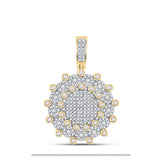 10kt Yellow Gold Mens Round Diamond Circle Charm Pendant 1 Cttw