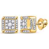 10kt Yellow Gold Round Diamond Fashion Cluster Earrings 1/2 Cttw