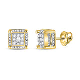 10kt Yellow Gold Round Diamond Fashion Cluster Earrings 1/2 Cttw
