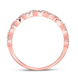 10kt Rose Gold Womens Round Diamond Scalloped Stackable Band Ring 1/8 Cttw