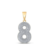 10kt Yellow Gold Mens Round Diamond Number 8 Charm Pendant 1/2 Cttw