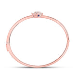 14kt Rose Gold Womens Round Diamond Bypass Pear Cluster Bracelet 1/2 Cttw