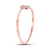 14kt Rose Gold Womens Round Diamond Bypass Pear Cluster Bracelet 1/2 Cttw