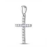 10kt White Gold Womens Round Diamond Religious Cross Pendant 1/10 Cttw