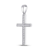 10kt White Gold Womens Round Diamond Cross Pendant 1/8 Cttw