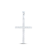 10kt White Gold Womens Round Diamond Cross Pendant 1/5 Cttw