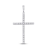 10kt White Gold Womens Round Diamond Cross Pendant 1/4 Cttw