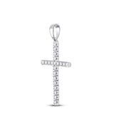 10kt White Gold Womens Round Diamond Cross Pendant 1/3 Cttw