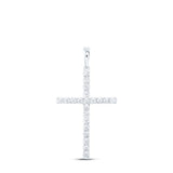 10kt White Gold Womens Round Diamond Cross Pendant 1/3 Cttw
