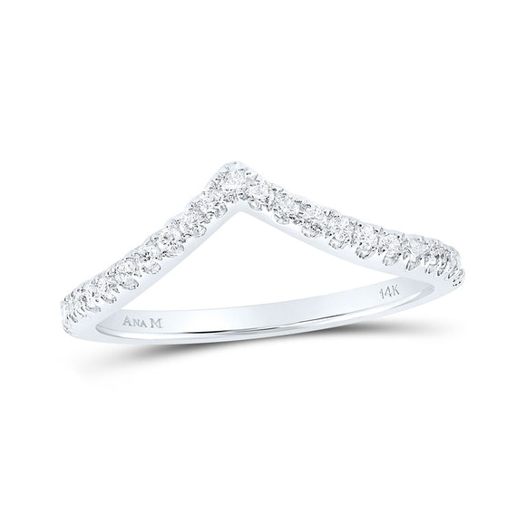 10kt White Gold Womens Round Diamond Chevron Stackable Band Ring 1/5 Cttw