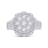 14kt White Gold Womens Round Diamond Right Hand Cluster Ring 1-5/8 Cttw