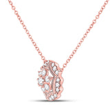 14kt Rose Gold Womens Round Diamond Floral Cluster Necklace 1/3 Cttw