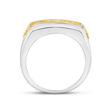 10kt Two-tone Gold Mens Round Diamond Single Row Band Ring 1/2 Cttw