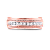 10kt Rose Gold Mens Round Diamond Wedding Single Row Band Ring 1/2 Cttw
