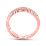 10kt Rose Gold Mens Round Diamond Wedding Single Row Band Ring 1/2 Cttw