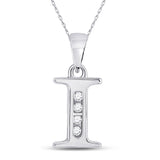 10kt White Gold Womens Round Diamond I Initial Letter Pendant 1/20 Cttw