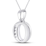 10kt White Gold Womens Round Diamond O Initial Letter Pendant 1/20 Cttw