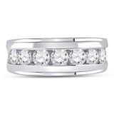 14kt White Gold Mens Round Diamond Single Row Band Ring 2 Cttw