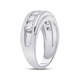 14kt White Gold Mens Round Diamond Single Row Band Ring 2 Cttw
