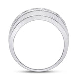 14kt White Gold Mens Round Diamond Single Row Band Ring 2 Cttw