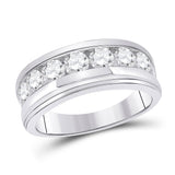14kt White Gold Mens Round Diamond Single Row Band Ring 2 Cttw