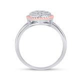 10kt Two-tone Gold Womens Round Diamond Rope Marquise-shape Cluster Ring 3/8 Cttw