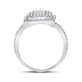 10kt White Gold Womens Round Diamond Square Cluster Ring 1/2 Cttw
