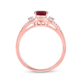 14kt Rose Gold Womens Oval Ruby Solitaire Diamond Ring 1-5/8 Cttw