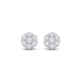 10kt White Gold Womens Round Diamond Flower Cluster Earrings 1/10 Cttw