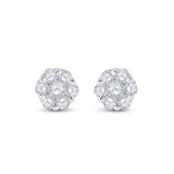 10kt White Gold Womens Round Diamond Cluster Earrings 1/6 Cttw