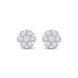 14kt White Gold Womens Round Diamond Flower Cluster Earrings 1-1/5 Cttw