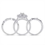14kt White Gold Round Diamond Bridal Wedding Ring Band Set 1 Cttw