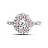 14kt Two-tone Gold Oval Diamond Halo Bridal Wedding Engagement Ring 1 Cttw
