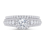 14kt White Gold Round Diamond Bridal Wedding Ring Band Set 2-1/3 Cttw