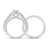 14kt White Gold Round Diamond Bridal Wedding Ring Band Set 2-1/3 Cttw