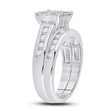 14kt White Gold Round Diamond Bridal Wedding Ring Band Set 1-1/2 Cttw