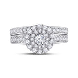 10kt White Gold Round Diamond Bridal Wedding Ring Band Set 1 Cttw