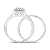 10kt White Gold Round Diamond Bridal Wedding Ring Band Set 1/2 Cttw
