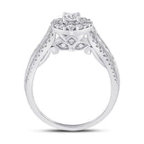 14kt White Gold Round Diamond Halo Bridal Wedding Engagement Ring 1 Cttw